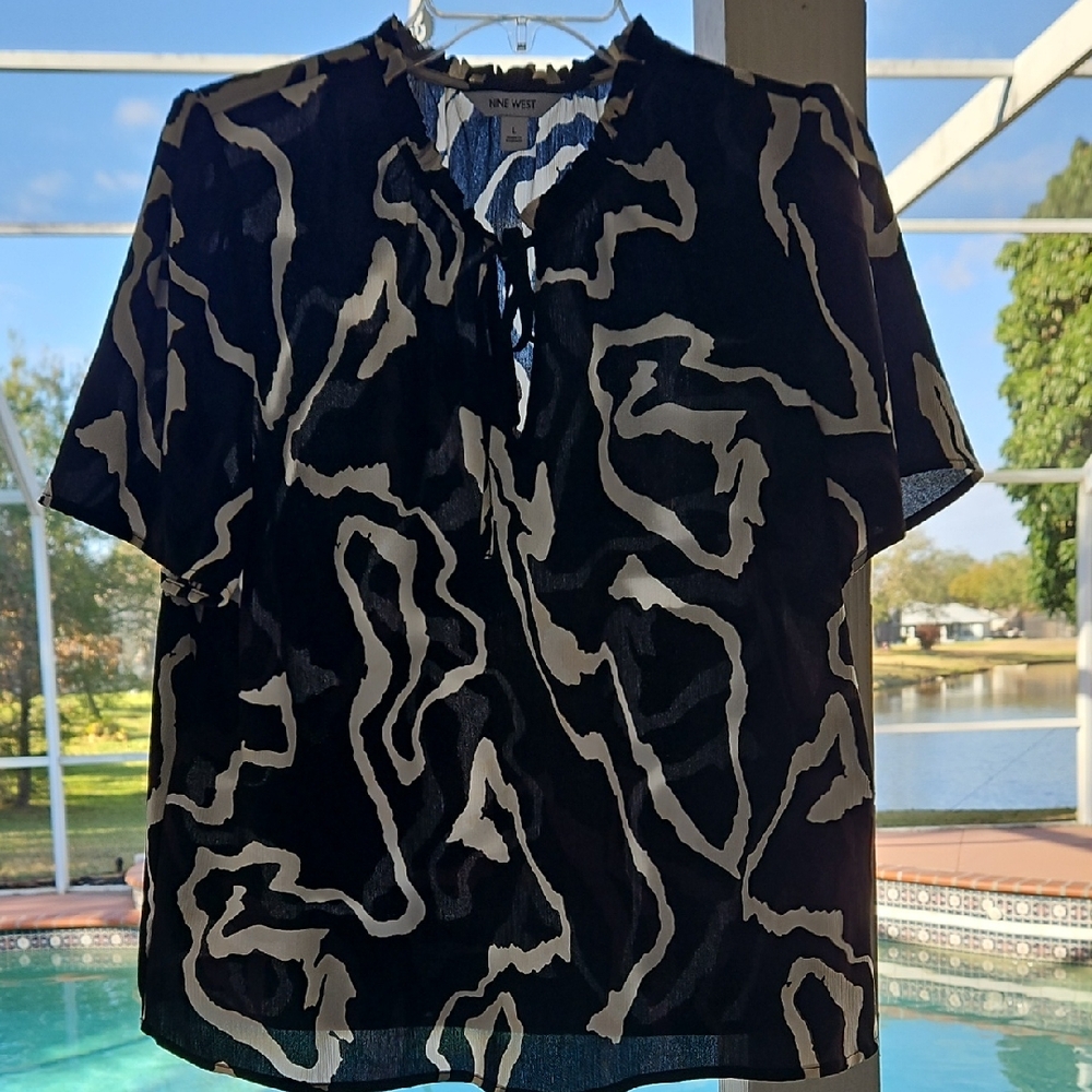 Nine West Black and White Blouse